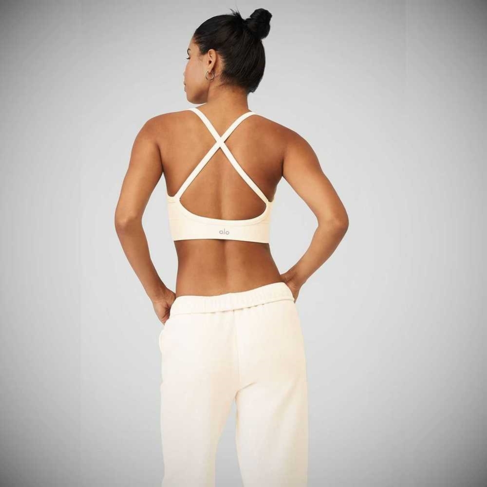 Sujetadores Alo Yoga Seamless Acanalado Low Back Mujer Blancos | MX-72BMCD