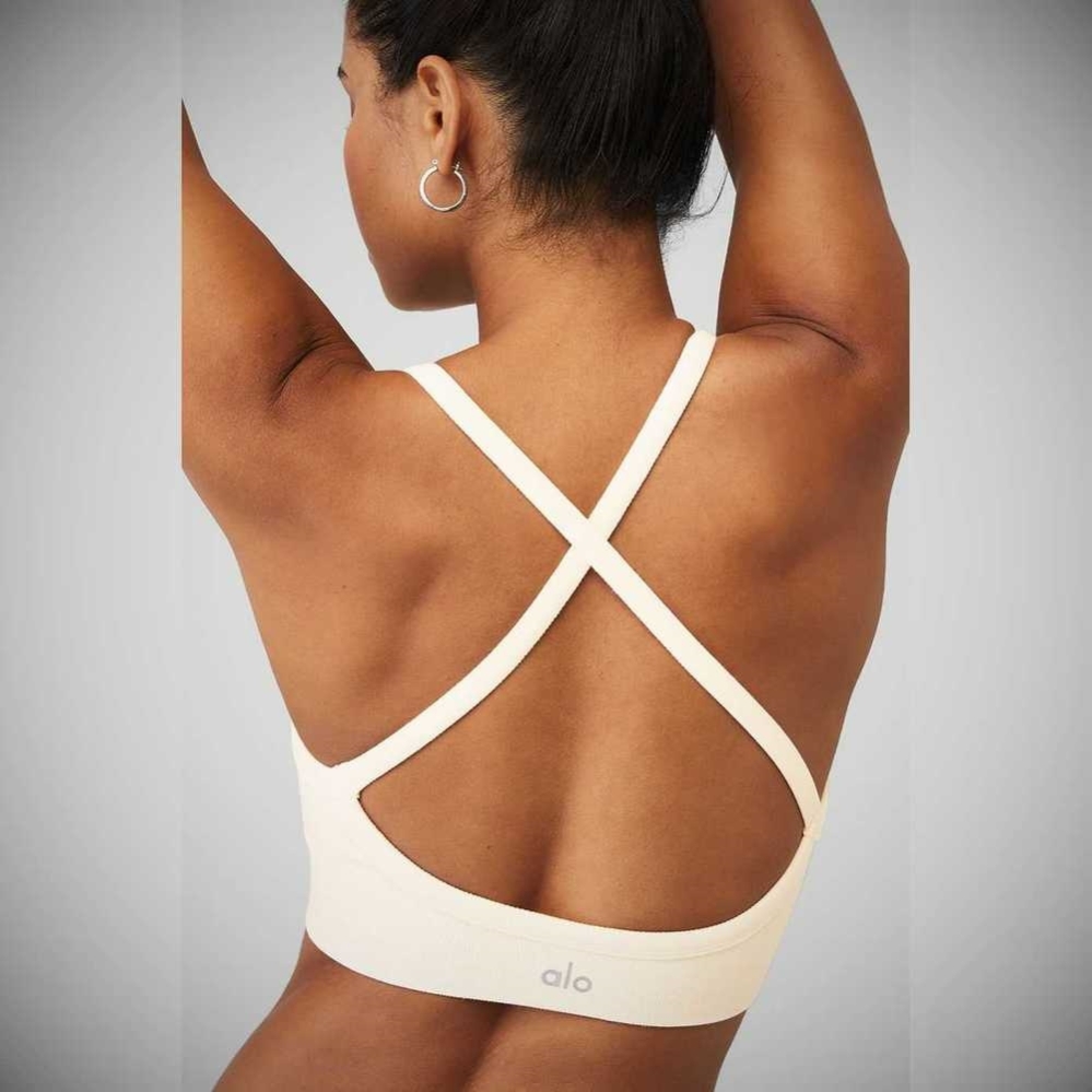 Sujetadores Alo Yoga Seamless Acanalado Low Back Mujer Blancos | MX-72BMCD