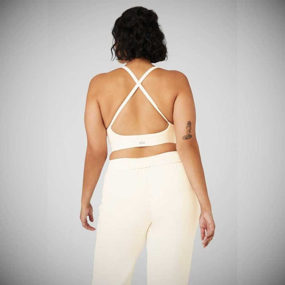 Sujetadores Alo Yoga Seamless Acanalado Low Back Mujer Blancos | MX-72BMCD