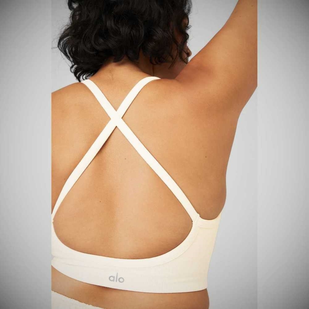 Sujetadores Alo Yoga Seamless Acanalado Low Back Mujer Blancos | MX-72BMCD