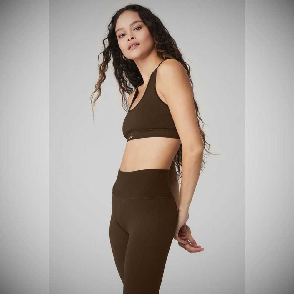 Sujetadores Alo Yoga Seamless Acanalado Mujer Cafes | MX-81NMCK