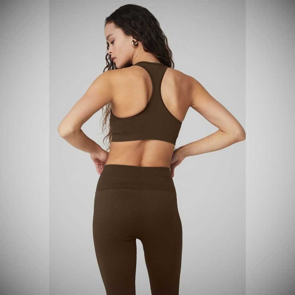 Sujetadores Alo Yoga Seamless Acanalado Mujer Cafes | MX-81NMCK