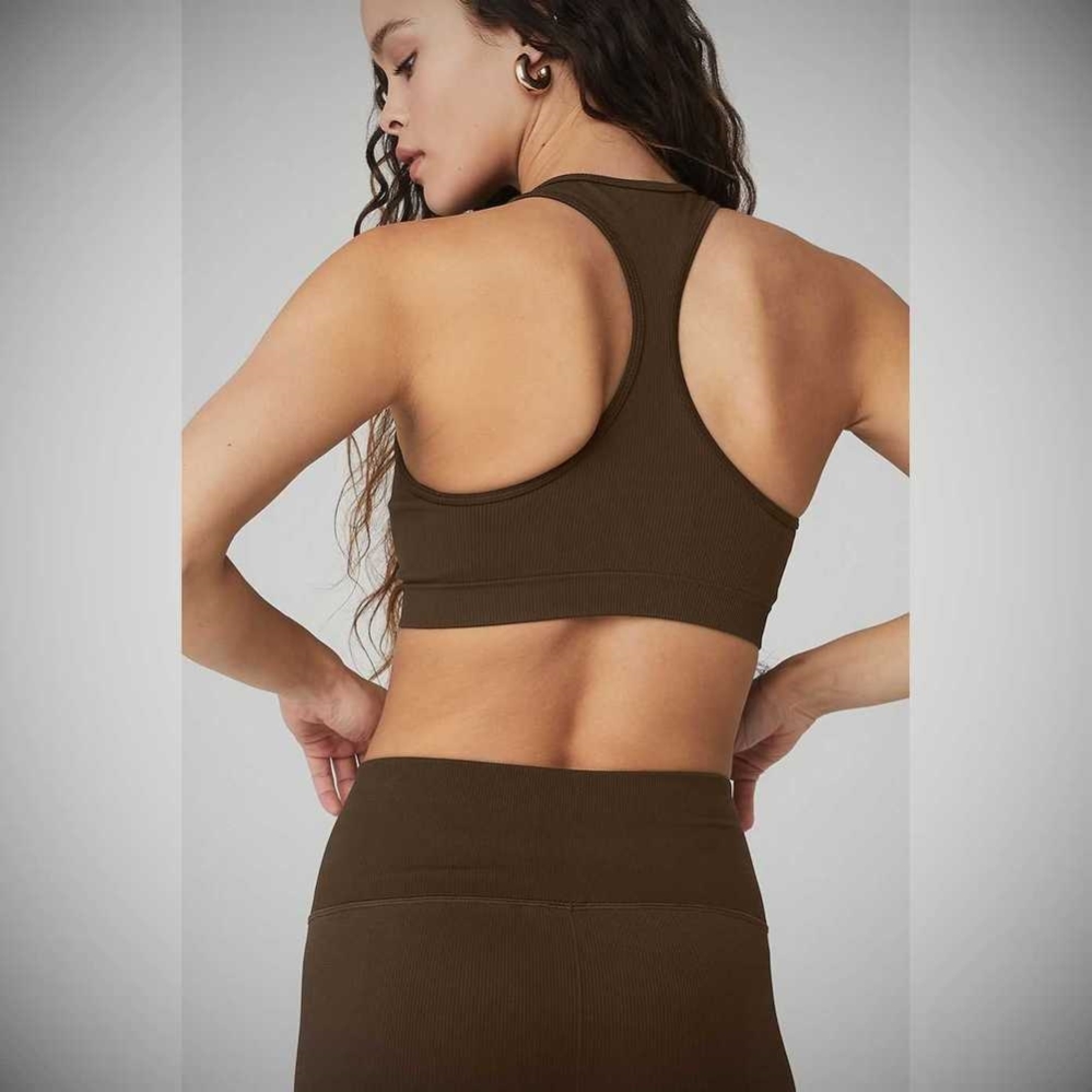 Sujetadores Alo Yoga Seamless Acanalado Mujer Cafes | MX-81NMCK