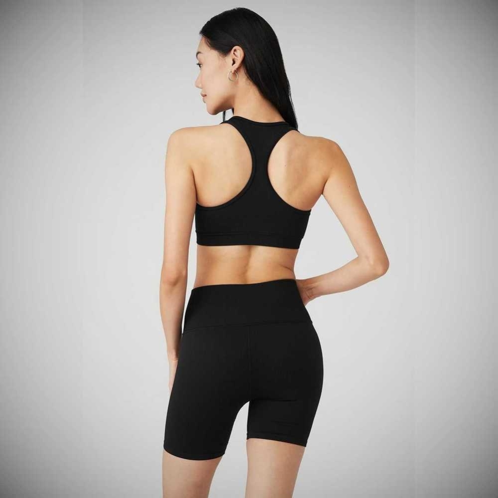 Sujetadores Alo Yoga Seamless Acanalado Mujer Negros | MX-86VCGZ