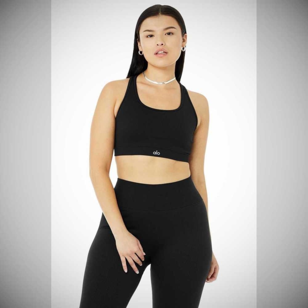 Sujetadores Alo Yoga Seamless Acanalado Mujer Negros | MX-86VCGZ