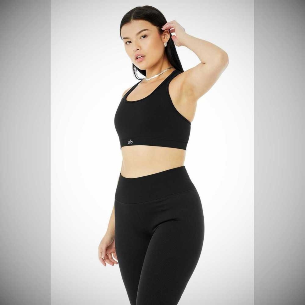 Sujetadores Alo Yoga Seamless Acanalado Mujer Negros | MX-86VCGZ