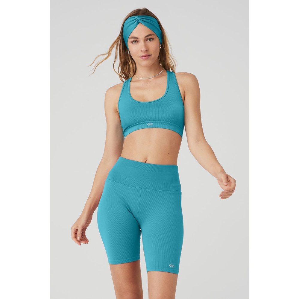 Sujetadores Alo Yoga Seamless Acanalado Mujer Azules | MX-98JOLW