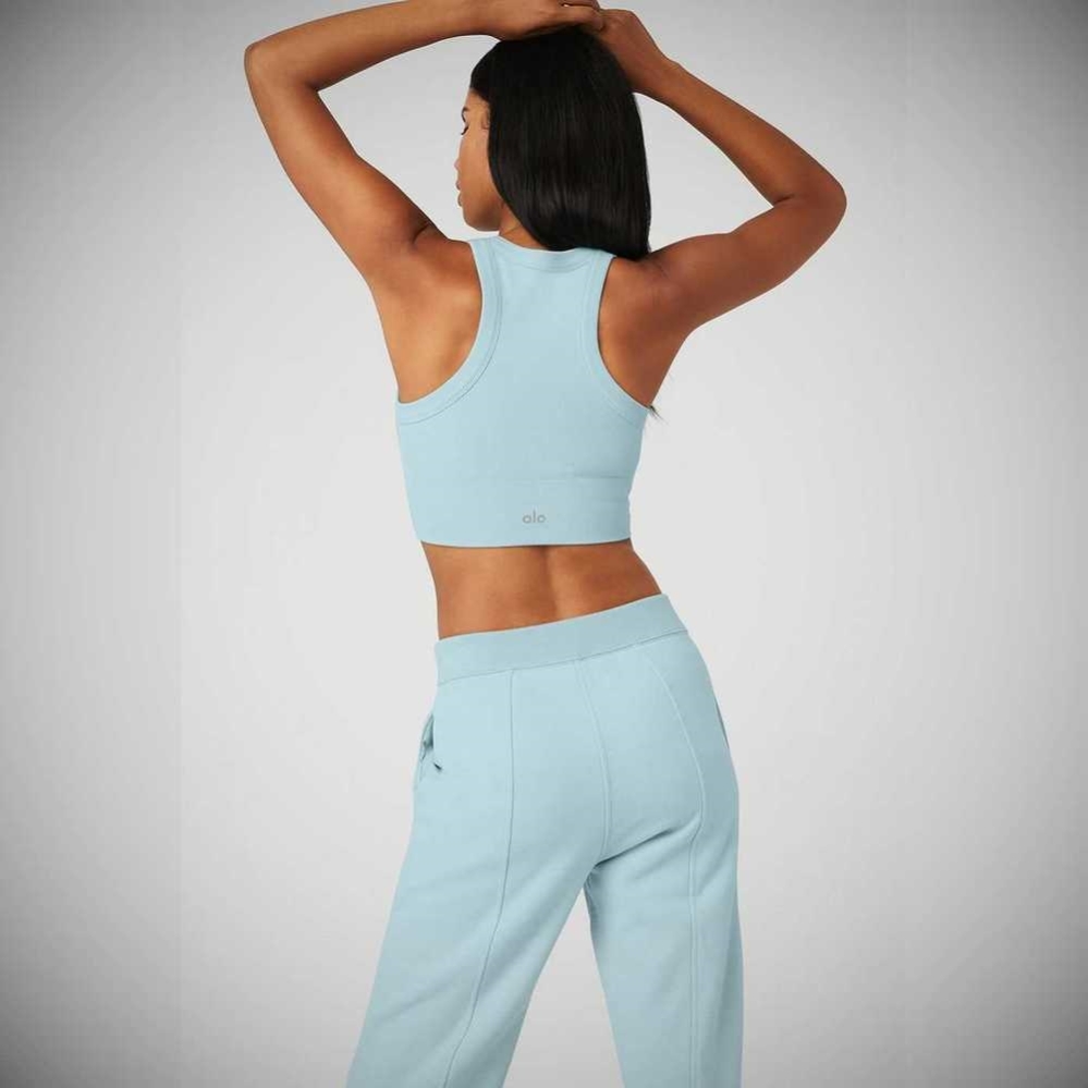 Sujetadores Alo Yoga Seamless Delight High Neck Mujer Azules | MX-13LVBQ