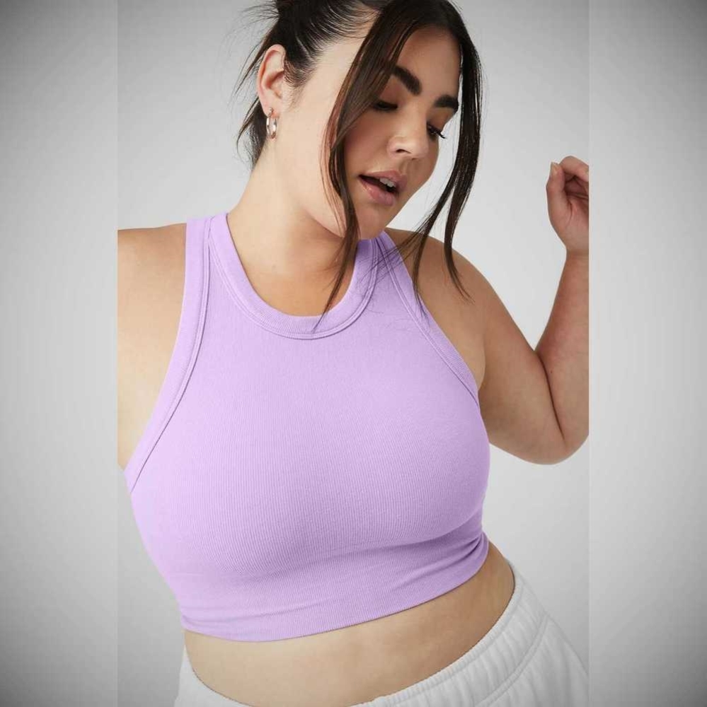 Sujetadores Alo Yoga Seamless Delight High Neck Mujer Morados | MX-63CRLT