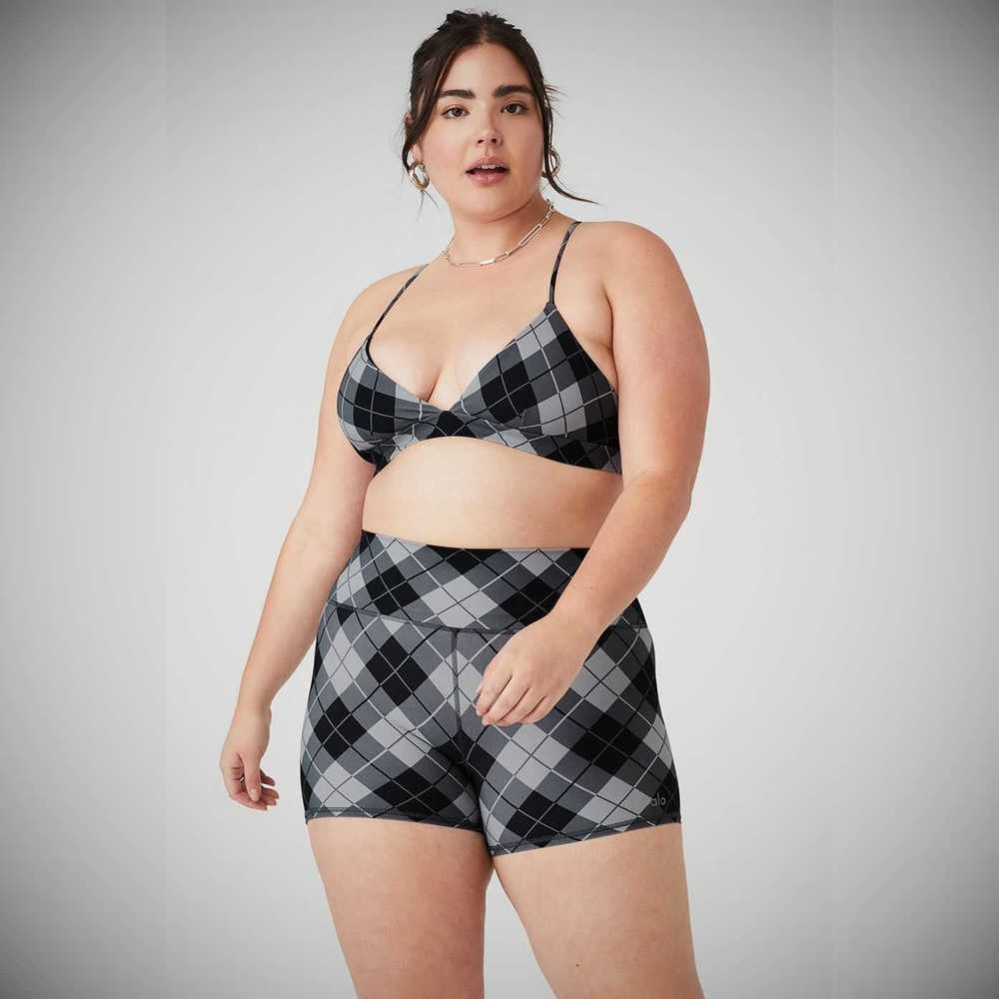 Sujetadores Alo Yoga Vapor Argyle Splendor Mujer Negros Grises | MX-40QCPM