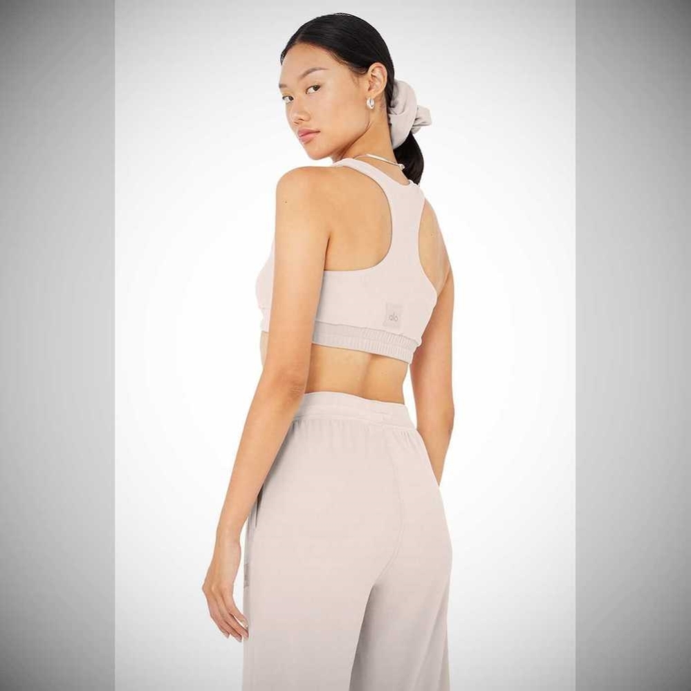 Sujetadores Alo Yoga Velour Glimmer Scoop Neck Mujer Grises Rosas | MX-25HMEQ