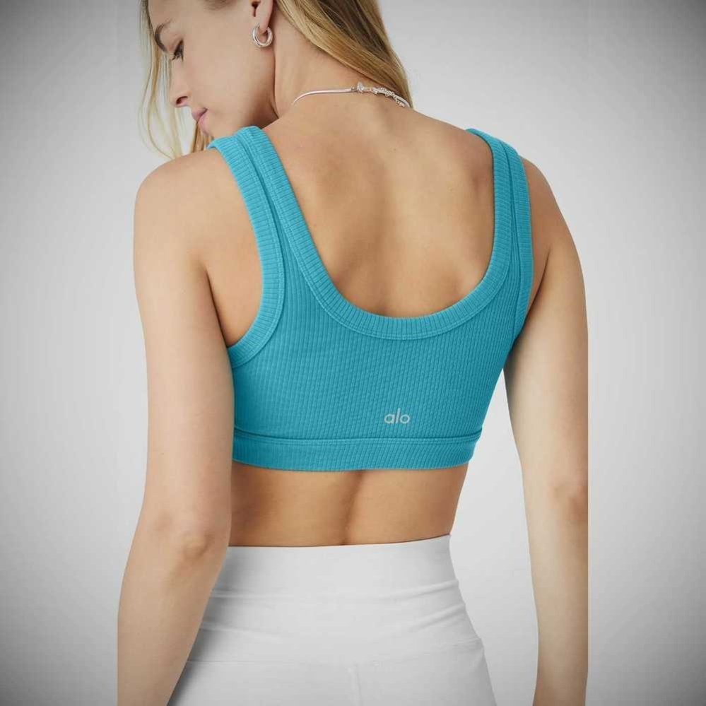 Sujetadores Alo Yoga Wellness Mujer Azules | MX-64XJQD