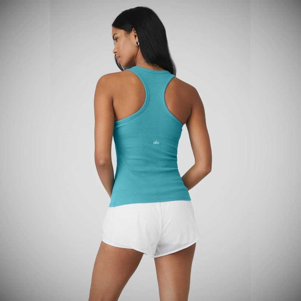 Tank Top Alo Yoga Acanalado Aspire Full Length Mujer Azules | MX-15PKFE