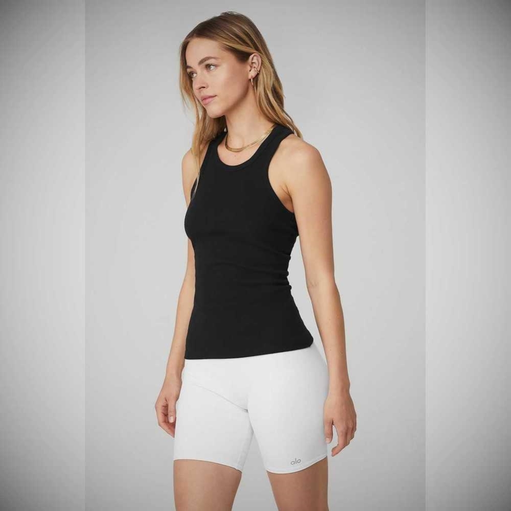 Tank Top Alo Yoga Acanalado Aspire Full Length Mujer Negros | MX-20LJBO