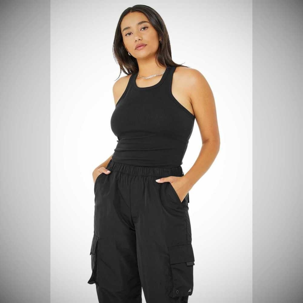 Tank Top Alo Yoga Acanalado Aspire Full Length Mujer Negros | MX-20LJBO