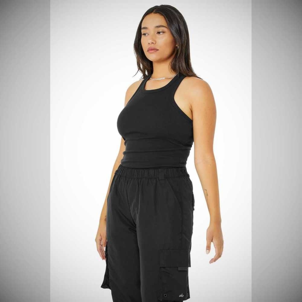 Tank Top Alo Yoga Acanalado Aspire Full Length Mujer Negros | MX-20LJBO