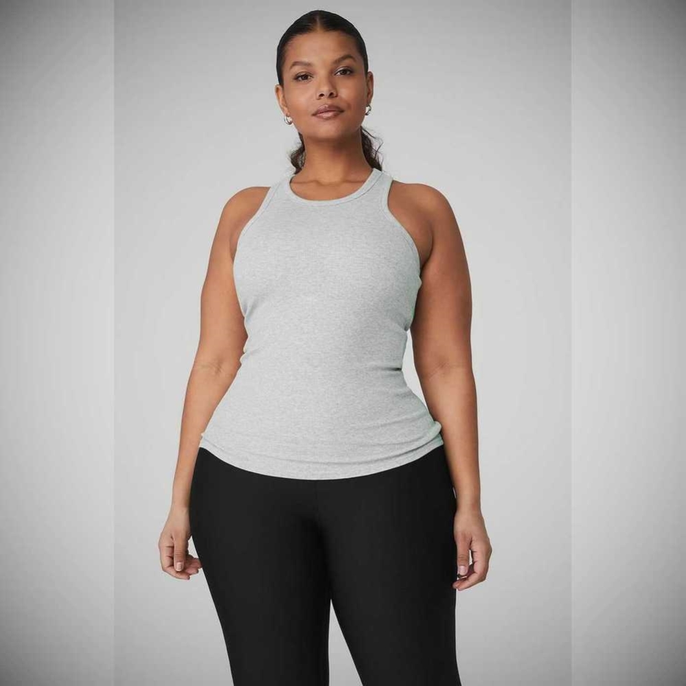 Tank Top Alo Yoga Acanalado Aspire Full Length Mujer Grises | MX-75RONH