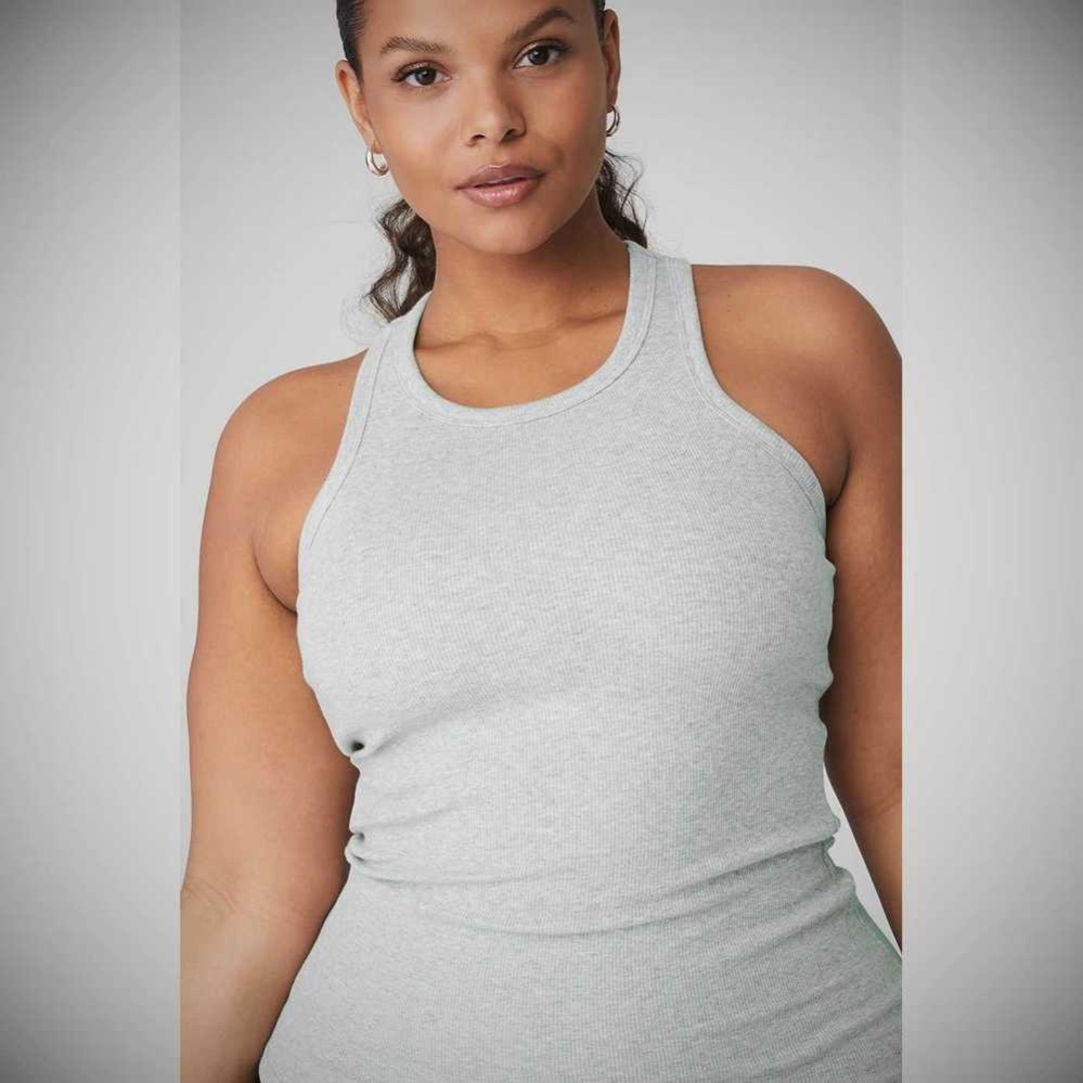 Tank Top Alo Yoga Acanalado Aspire Full Length Mujer Grises | MX-75RONH