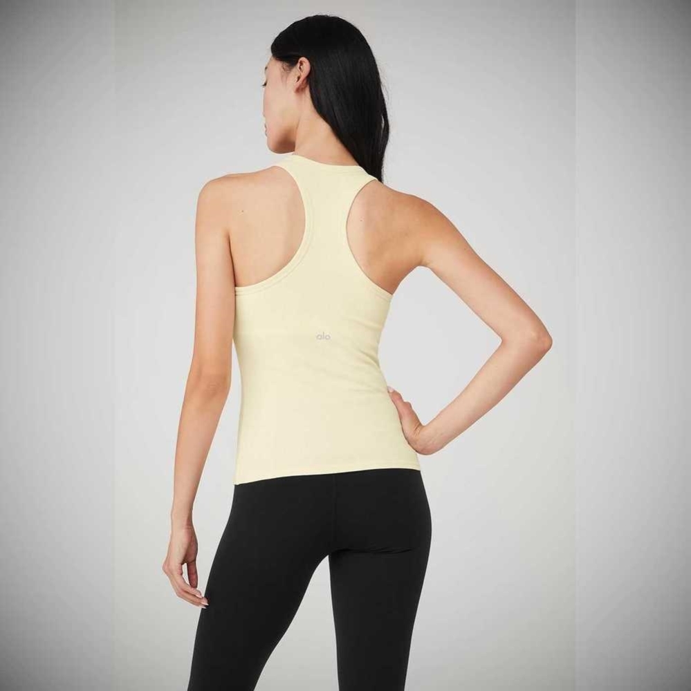 Tank Top Alo Yoga Acanalado Aspire Full Length Mujer Amarillos Claro | MX-97FJPL