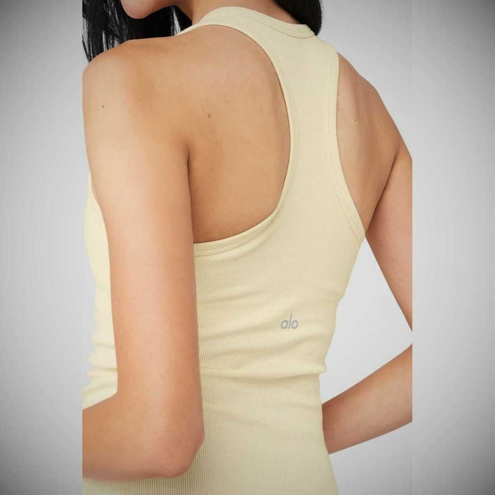 Tank Top Alo Yoga Acanalado Aspire Full Length Mujer Amarillos Claro | MX-97FJPL