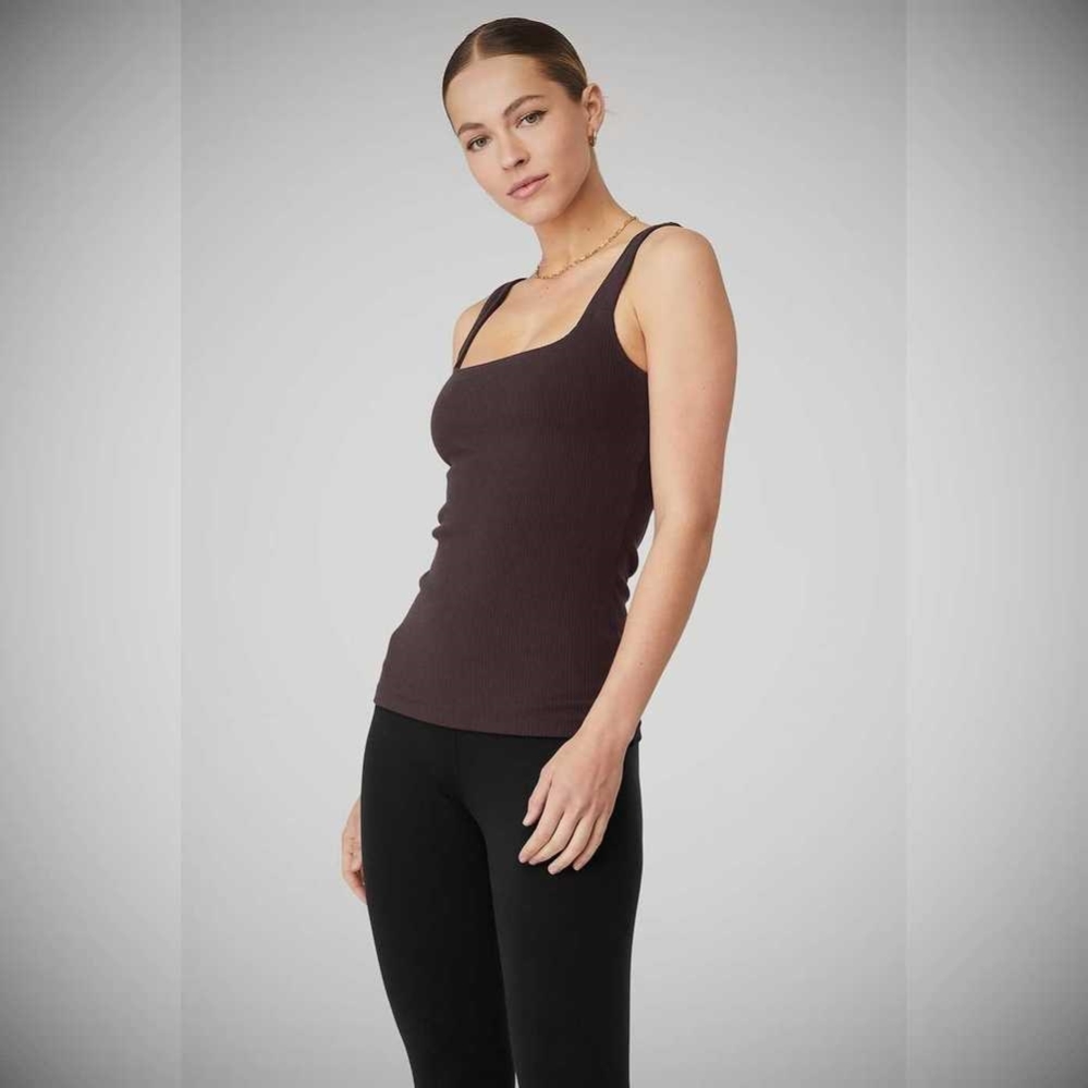 Tank Top Alo Yoga Acanalado Minimalist Mujer Morados Grises | MX-01WJBS