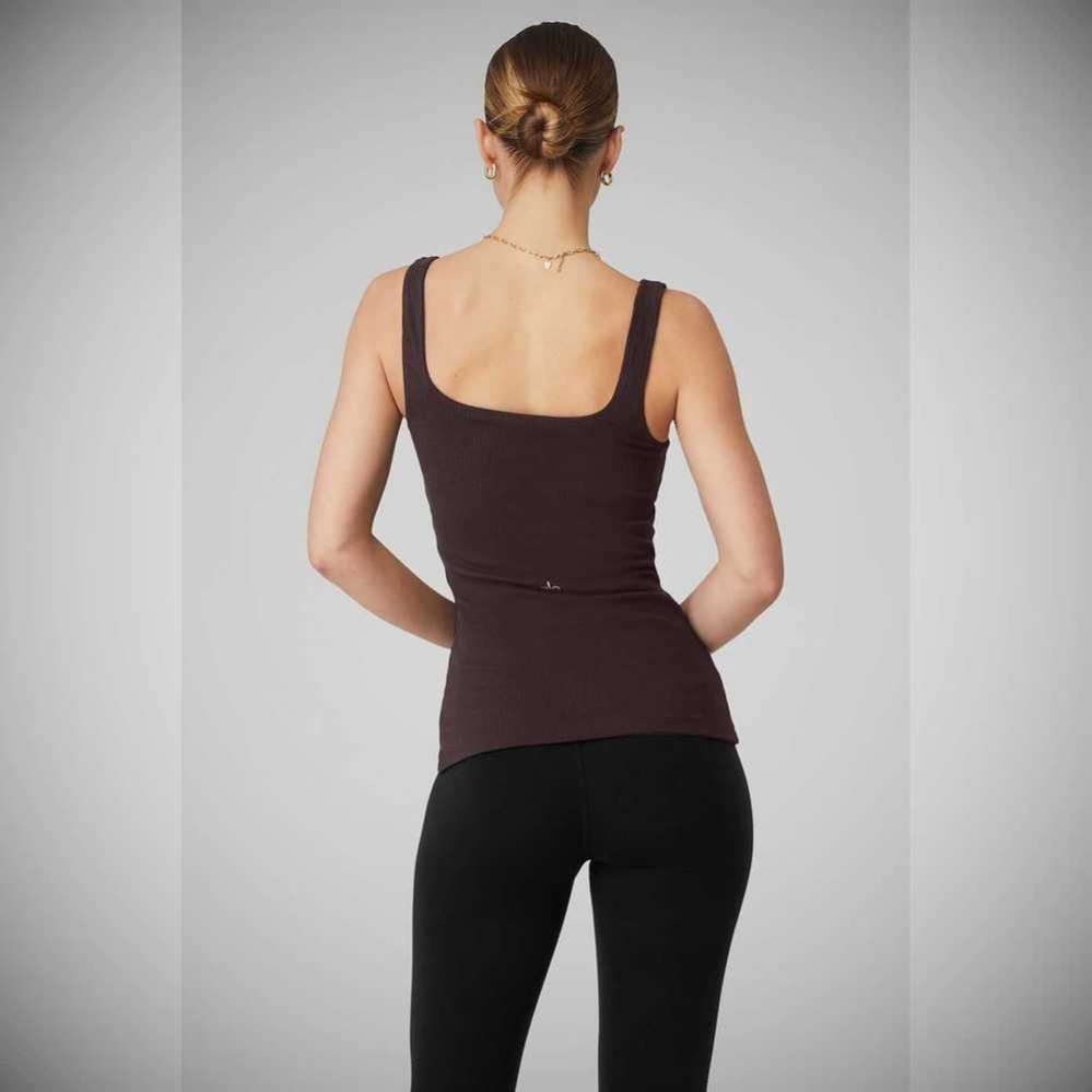 Tank Top Alo Yoga Acanalado Minimalist Mujer Morados Grises | MX-01WJBS