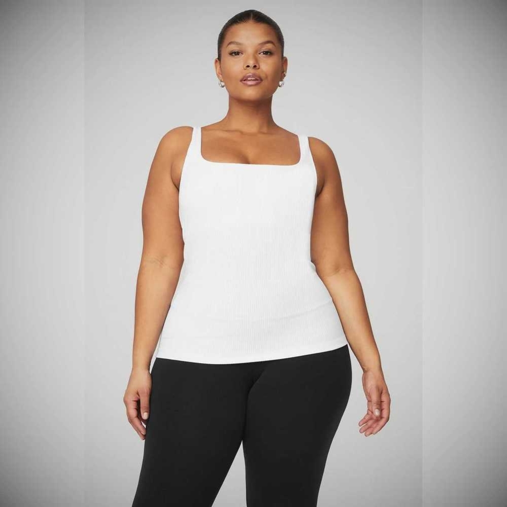 Tank Top Alo Yoga Acanalado Minimalist Mujer Blancos | MX-31NLGR