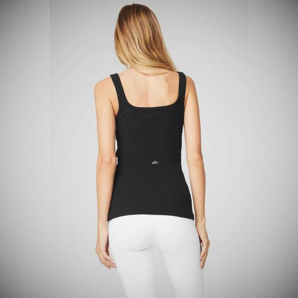 Tank Top Alo Yoga Acanalado Minimalist Mujer Negros | MX-42TELX