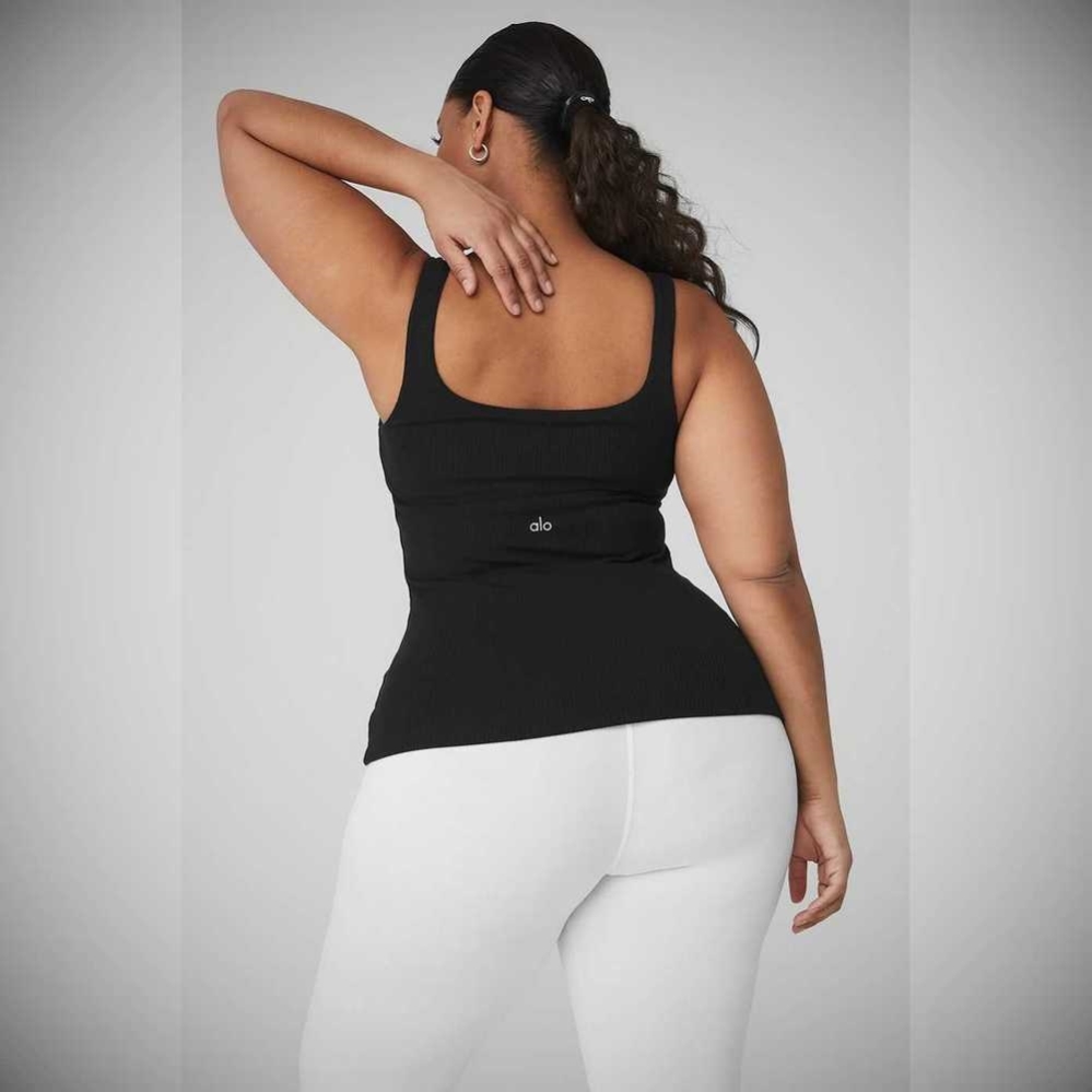 Tank Top Alo Yoga Acanalado Minimalist Mujer Negros | MX-42TELX