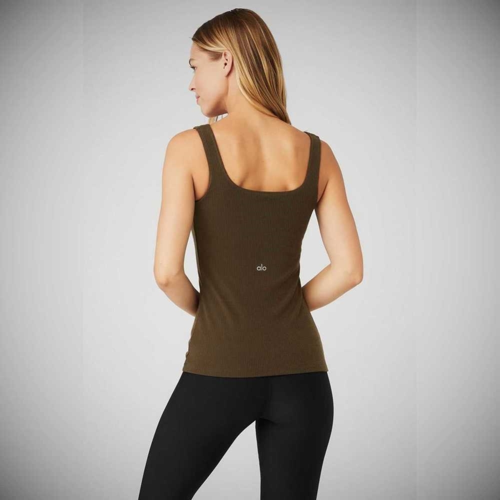 Tank Top Alo Yoga Acanalado Minimalist Mujer Cafes | MX-71FSRX