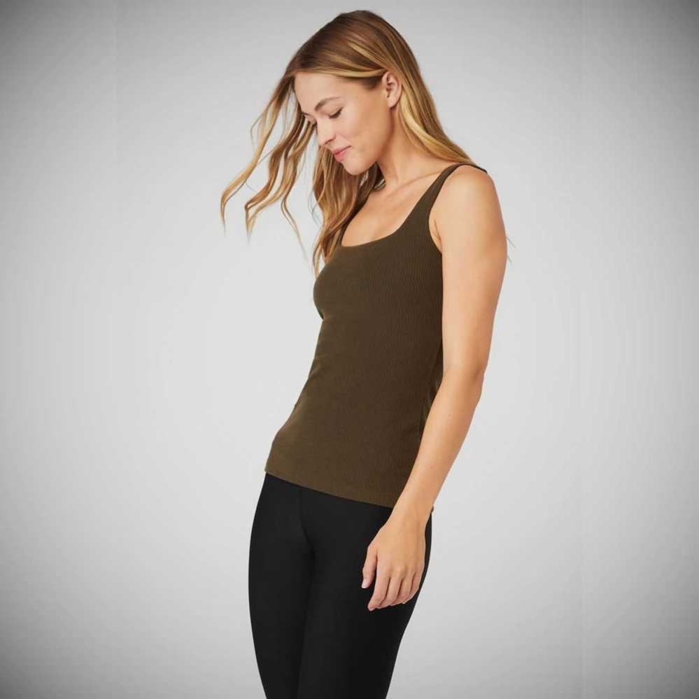 Tank Top Alo Yoga Acanalado Minimalist Mujer Cafes | MX-71FSRX