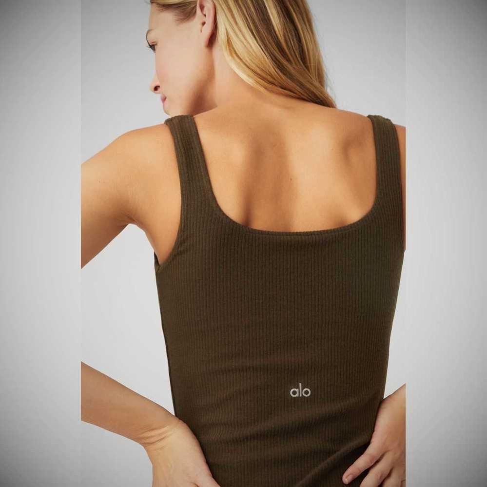 Tank Top Alo Yoga Acanalado Minimalist Mujer Cafes | MX-71FSRX