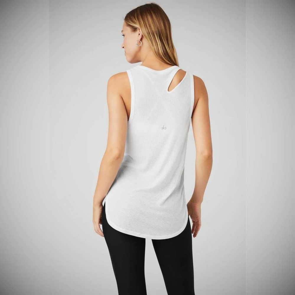 Tank Top Alo Yoga Acanalado Peak Mujer Blancos | MX-01LBXY