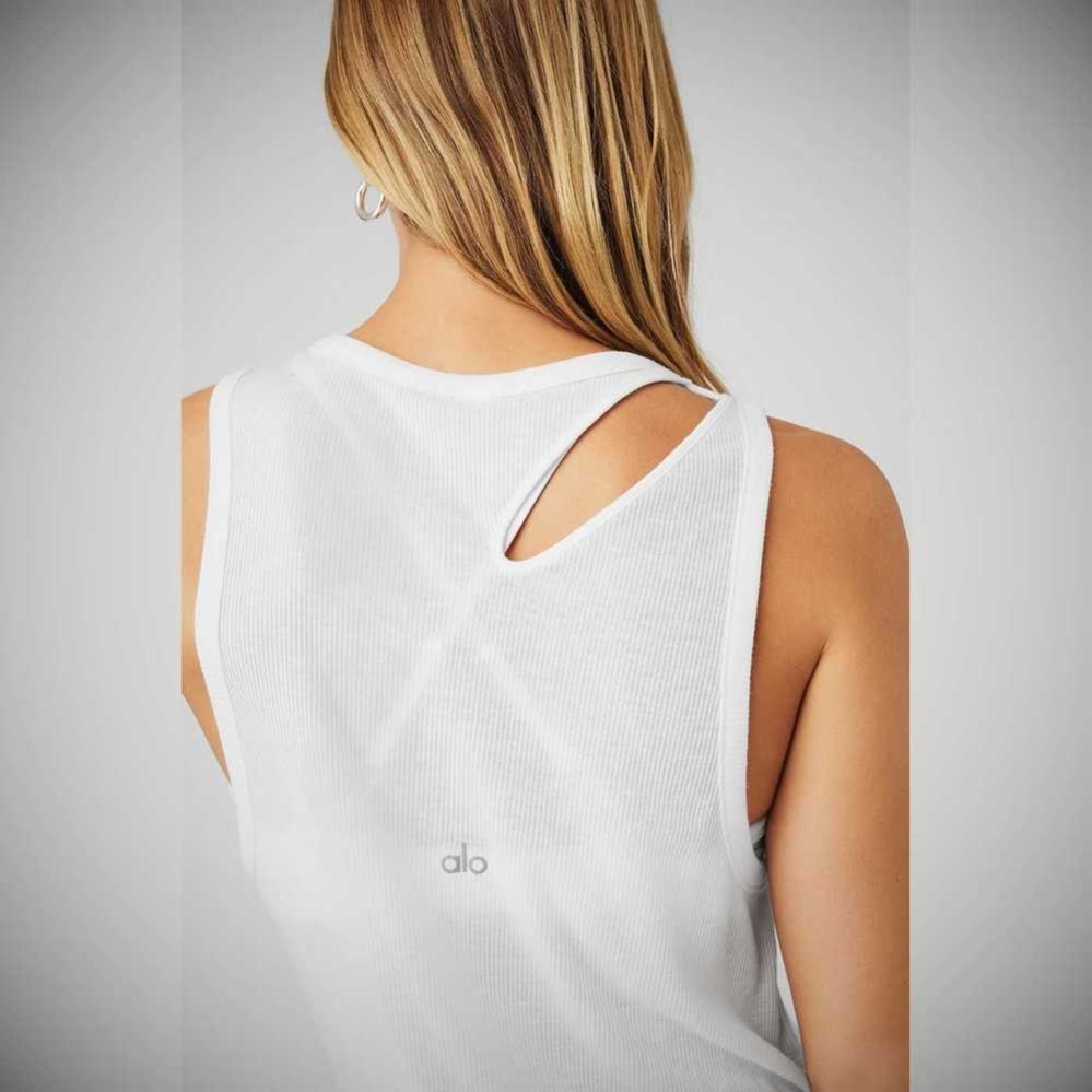 Tank Top Alo Yoga Acanalado Peak Mujer Blancos | MX-01LBXY