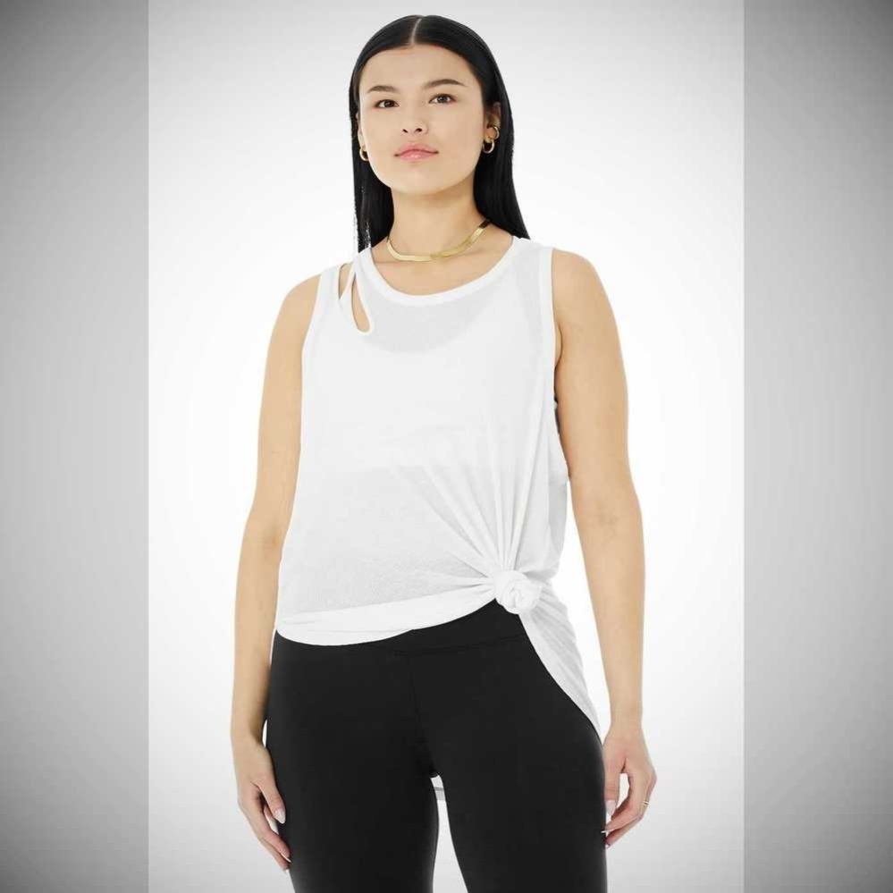 Tank Top Alo Yoga Acanalado Peak Mujer Blancos | MX-01LBXY