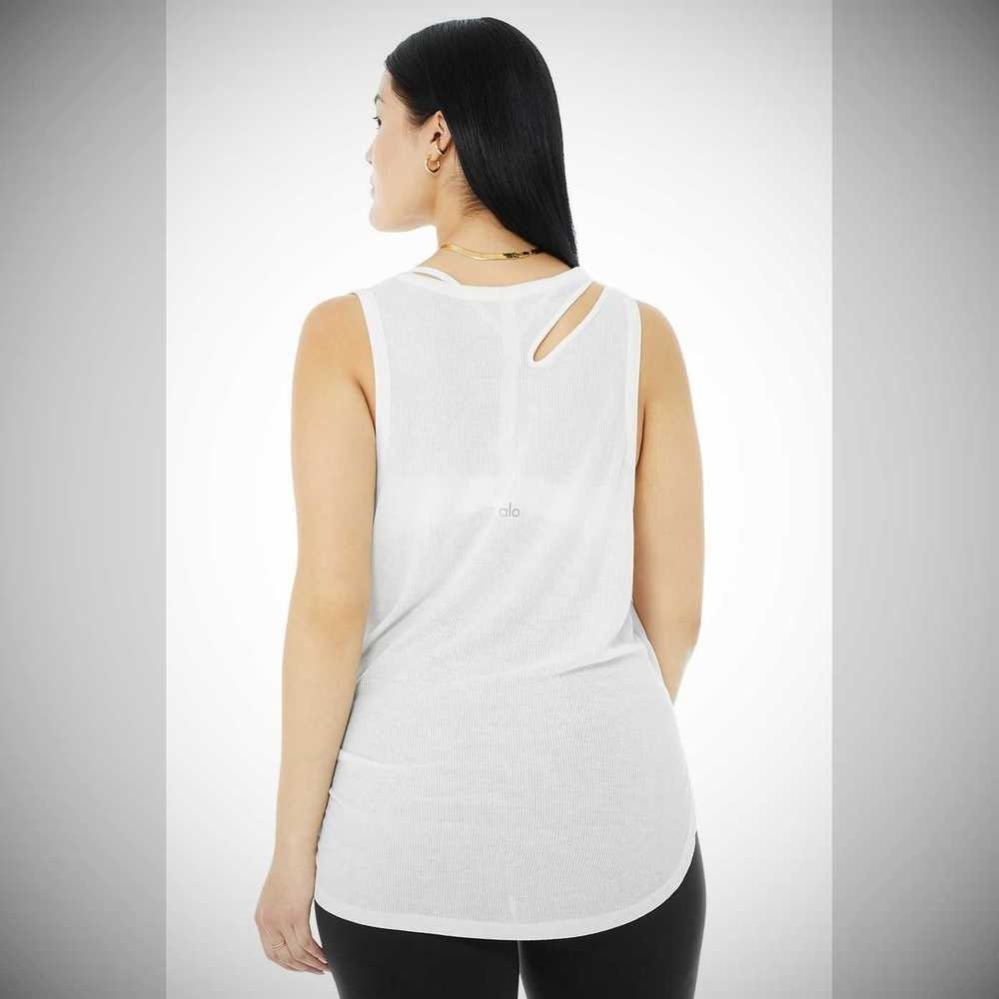 Tank Top Alo Yoga Acanalado Peak Mujer Blancos | MX-01LBXY