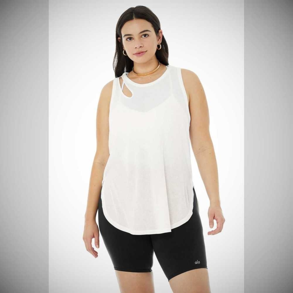 Tank Top Alo Yoga Acanalado Peak Mujer Blancos | MX-61BSZT