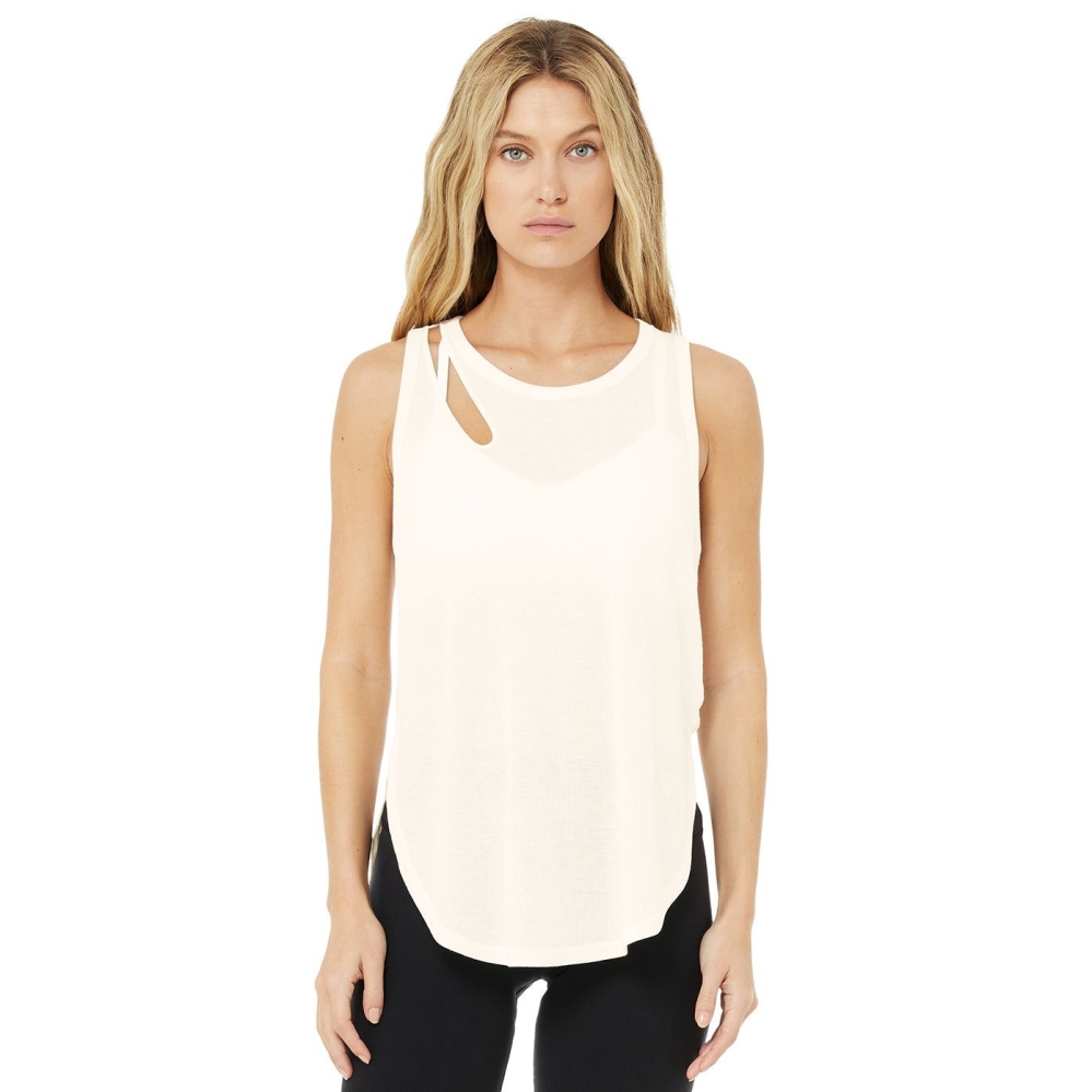 Tank Top Alo Yoga Acanalado Peak Mujer Blancos | MX-61BSZT