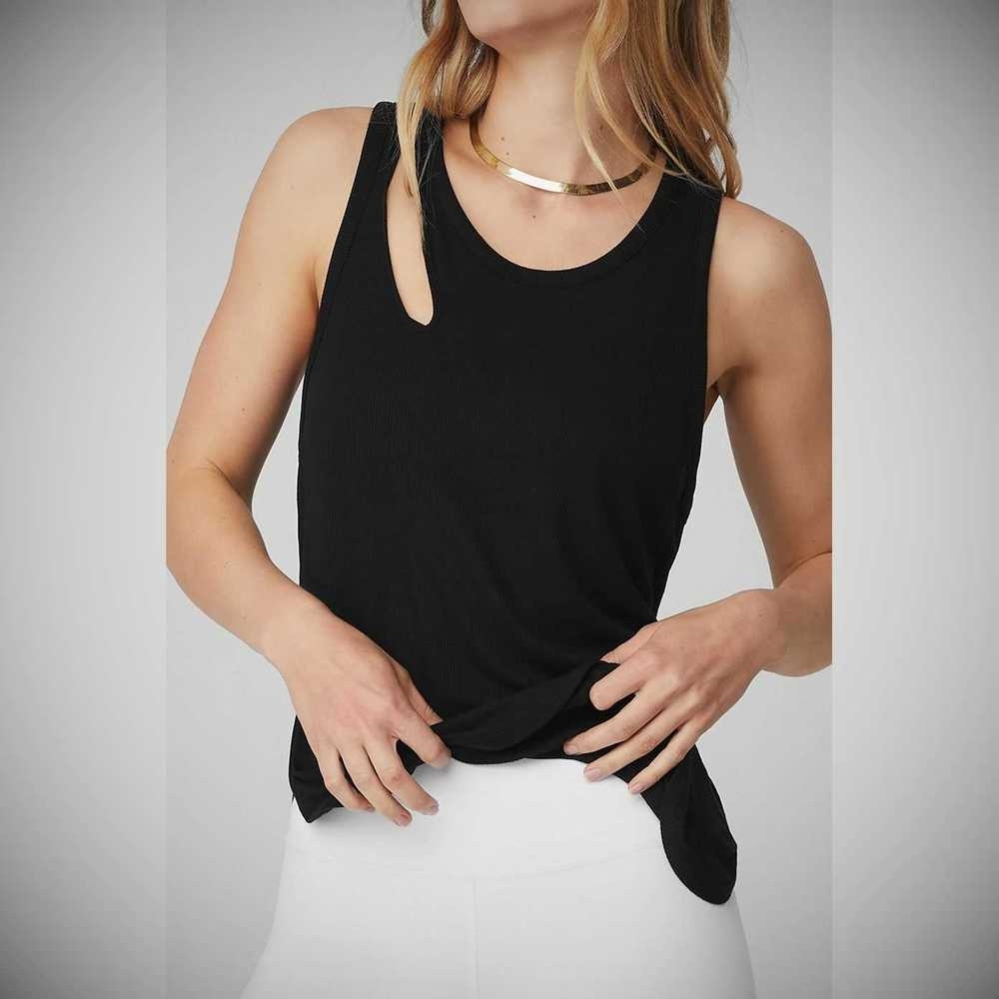 Tank Top Alo Yoga Acanalado Peak Mujer Negros | MX-87OBWT