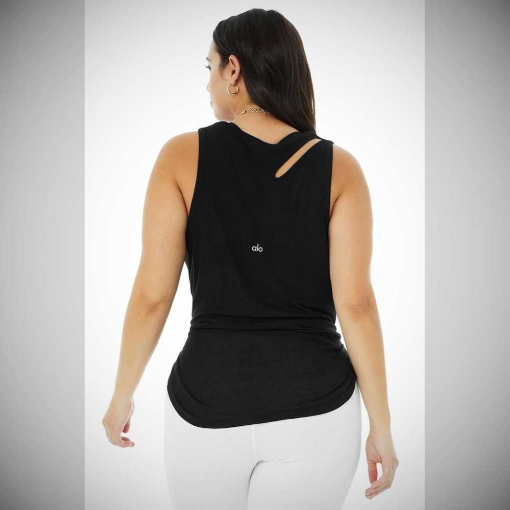 Tank Top Alo Yoga Acanalado Peak Mujer Negros | MX-87OBWT