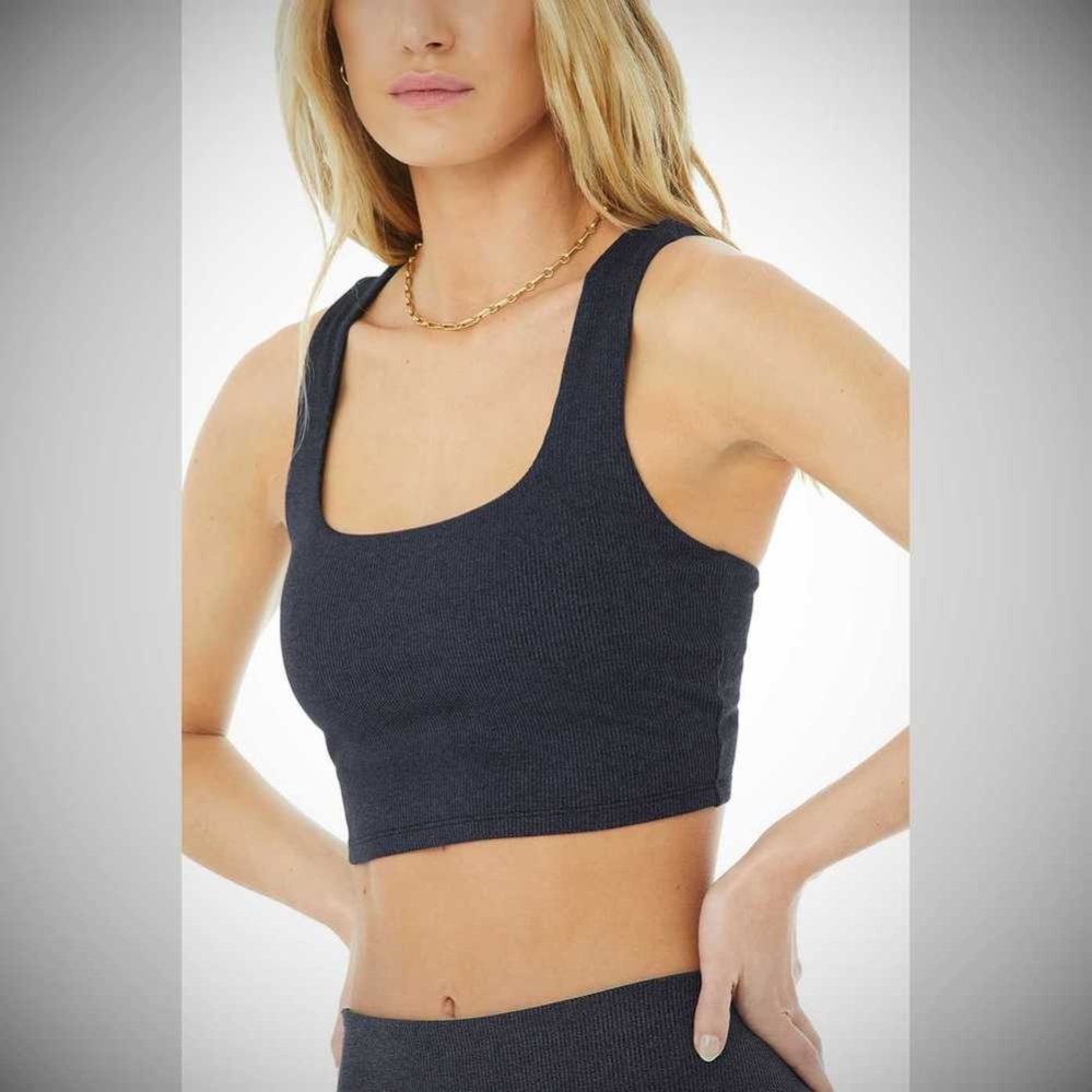 Tank Top Alo Yoga Alosoft Acanalado Chic Mujer Azul Marino | MX-14RPQV