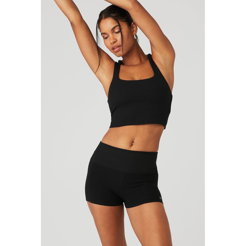 Tank Top Alo Yoga Alosoft Acanalado Chic Mujer Negros | MX-54ZJRF