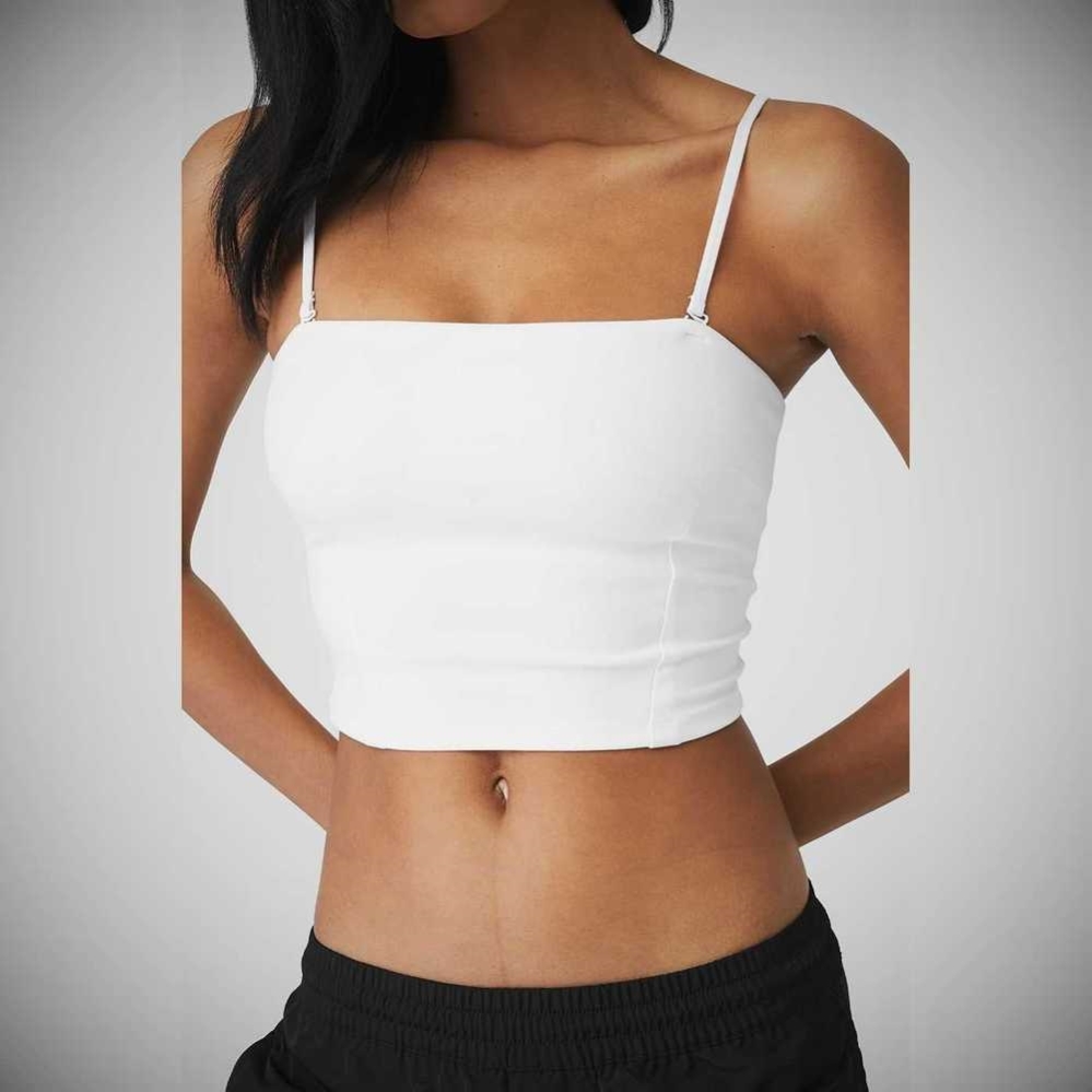 Tank Top Alo Yoga Alosoft Convertible Sunkissed Bandeau Mujer Blancos | MX-87ERUJ