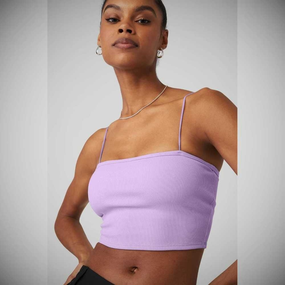 Tank Top Alo Yoga Goddess Acanalado Bandeau Top Mujer Morados | MX-28BETZ