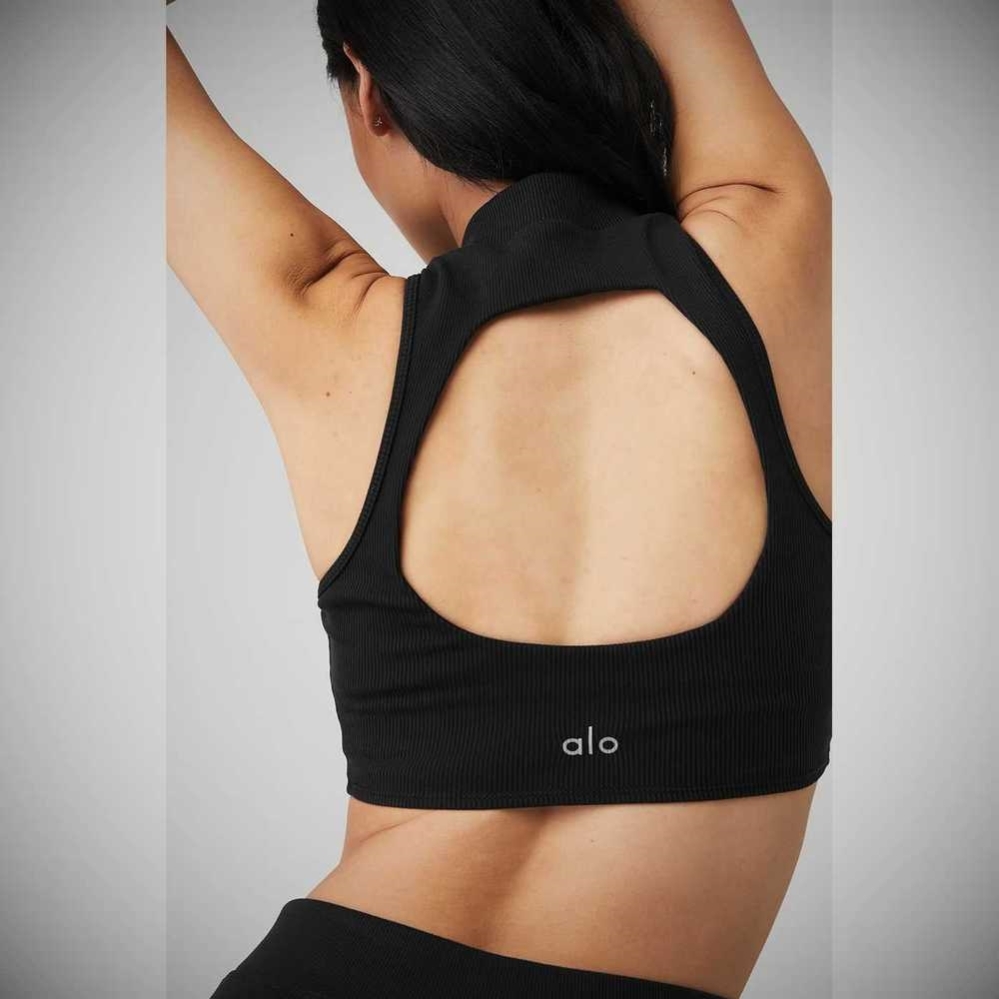 Tank Top Alo Yoga Goddess Rib Cropped Dynamite Mujer Negros | MX-61ZCEM