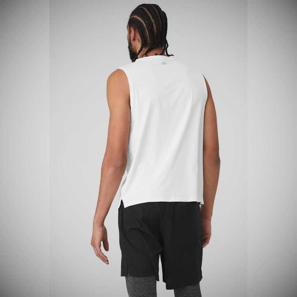 Tank Top Alo Yoga Idol Performance Hombre Blancos | MX-06RXIB