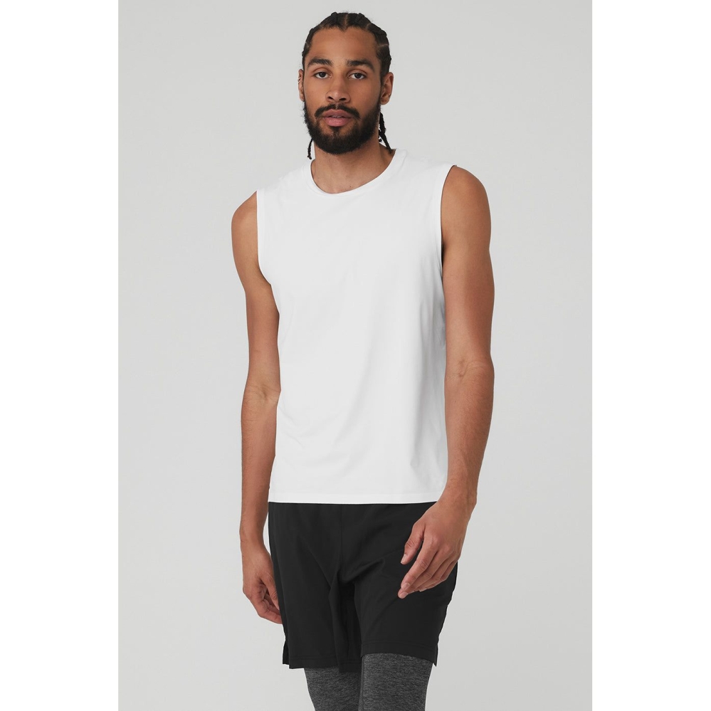 Tank Top Alo Yoga Idol Performance Hombre Blancos | MX-06RXIB