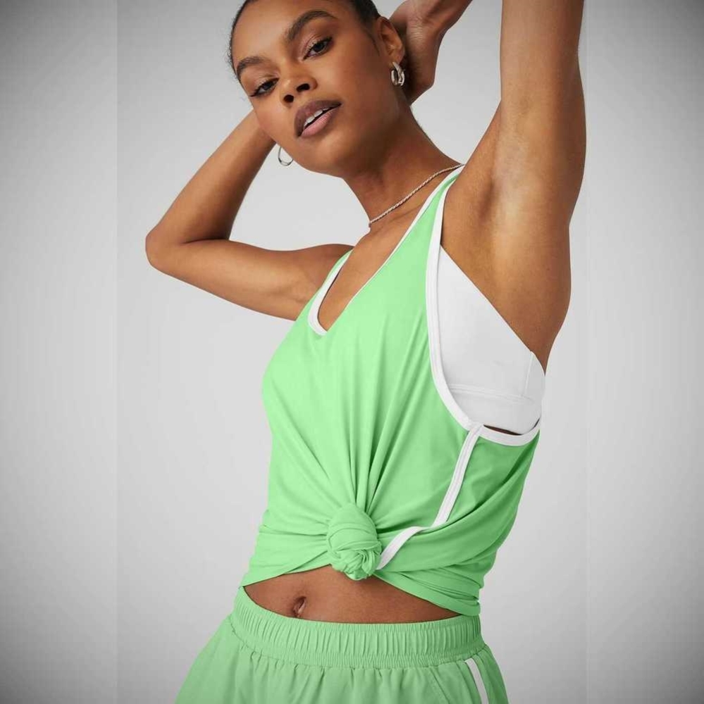 Tank Top Alo Yoga Ivy League Mujer Verdes Blancos | MX-34SNCB