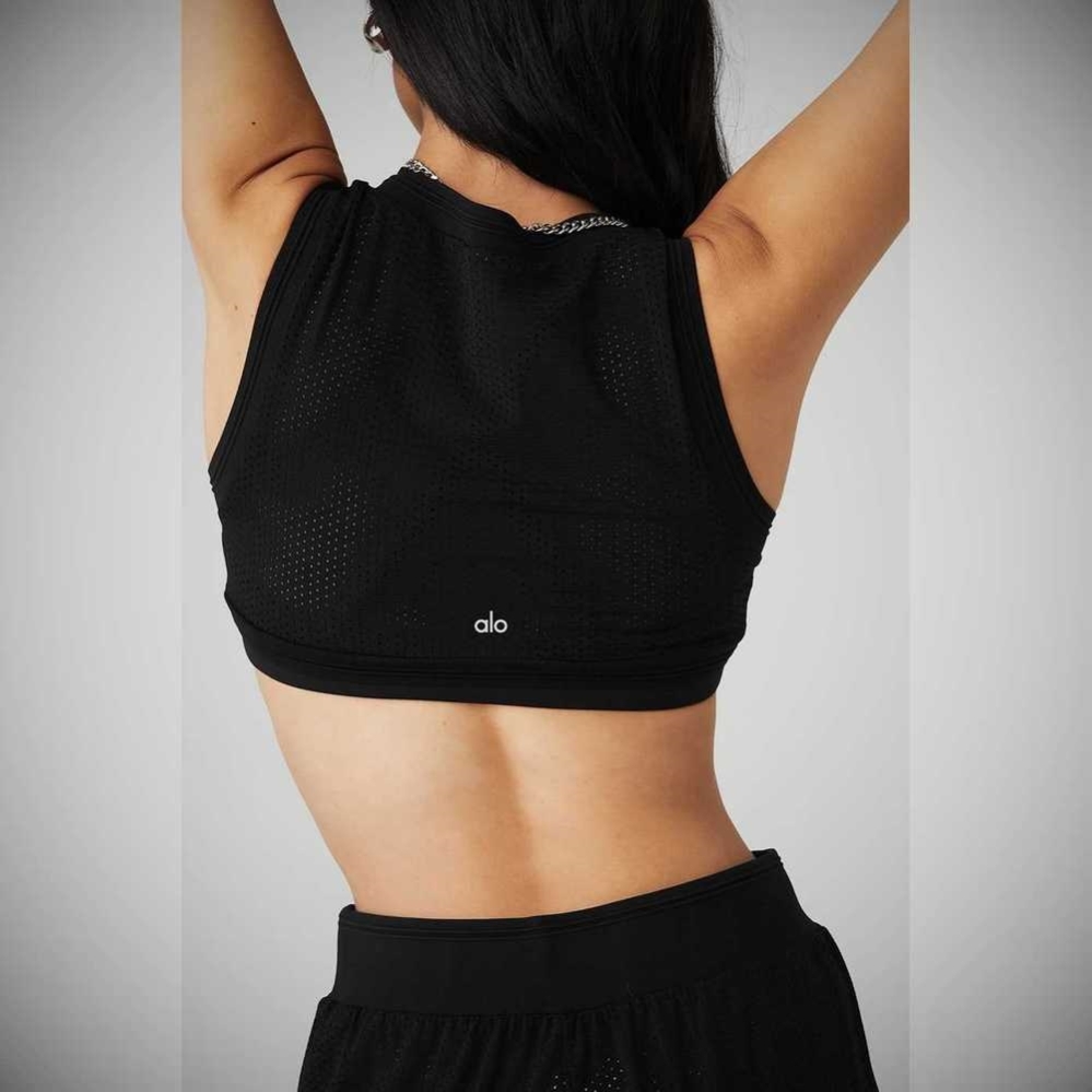 Tank Top Alo Yoga Mesh All-Star Mujer Negros | MX-18OVZQ