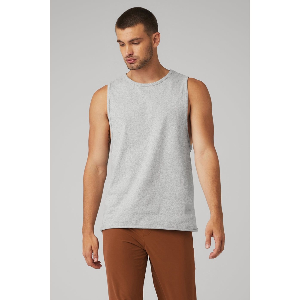 Tank Top Alo Yoga Society Hombre Grises | MX-58AMBX